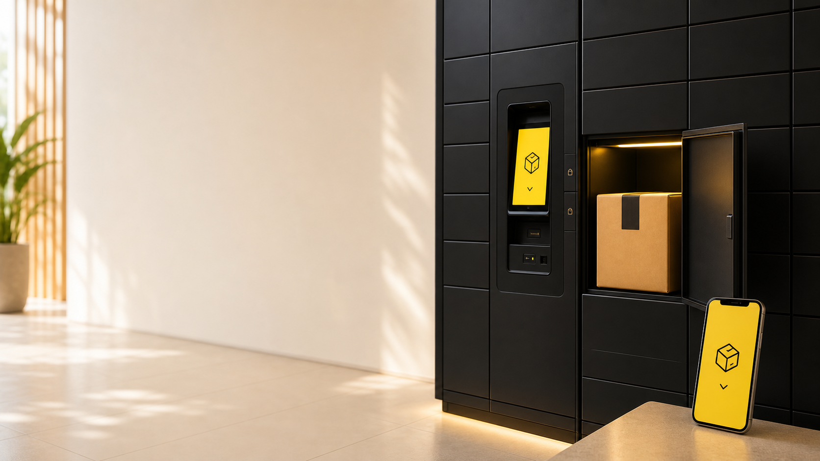 Ilustração de encomenda disponível em um locker